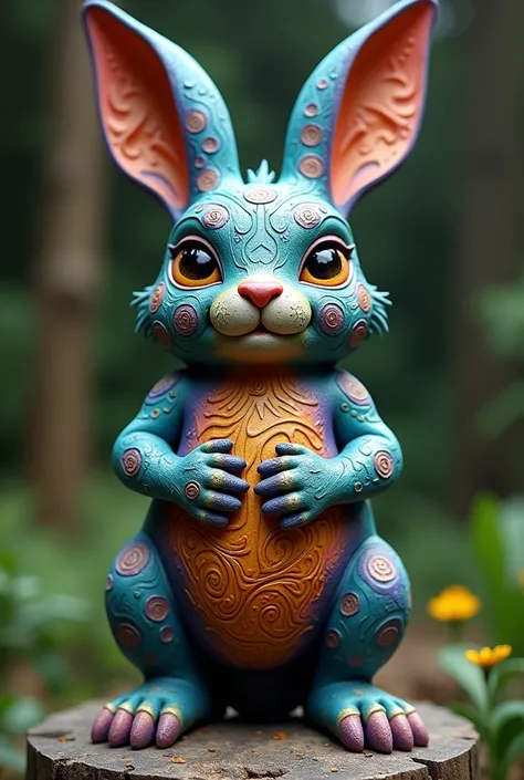 A multi-colored totem dwarf rabbit 