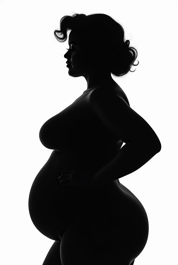 BLACK AND WHITE SILHOUETTE OF A PLUS-SIZE WOMAN