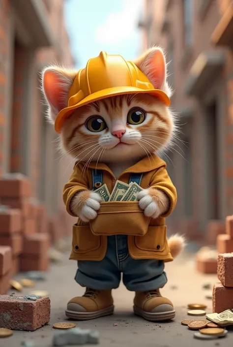 Give me a kitten with its work clothes 
Of a bricklayer collecting his money