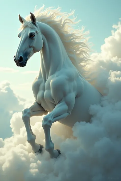 Horse with realistic face and cloud body 