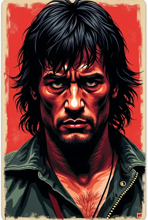 Rambo film sticker red black and white
