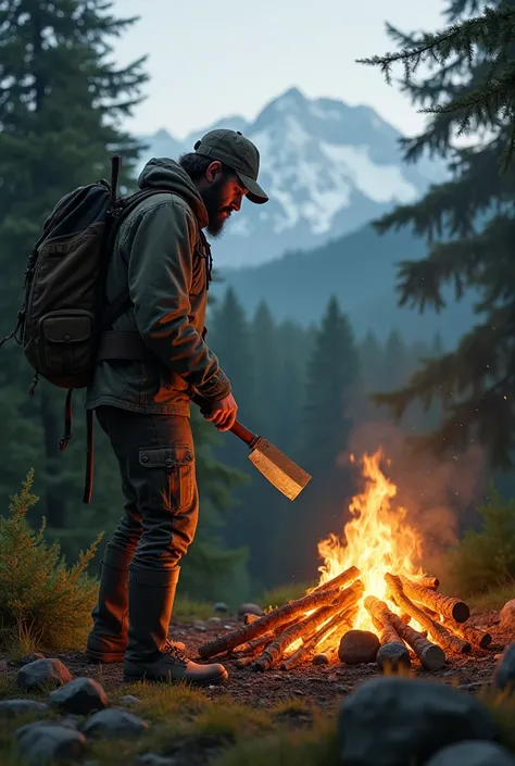 Bushcraft forest Machado bonfire mountains 