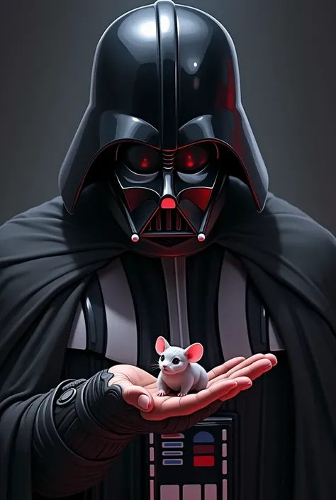  Star wars Darth Vader holding a mouse sith kneeling on his palm in anime style 