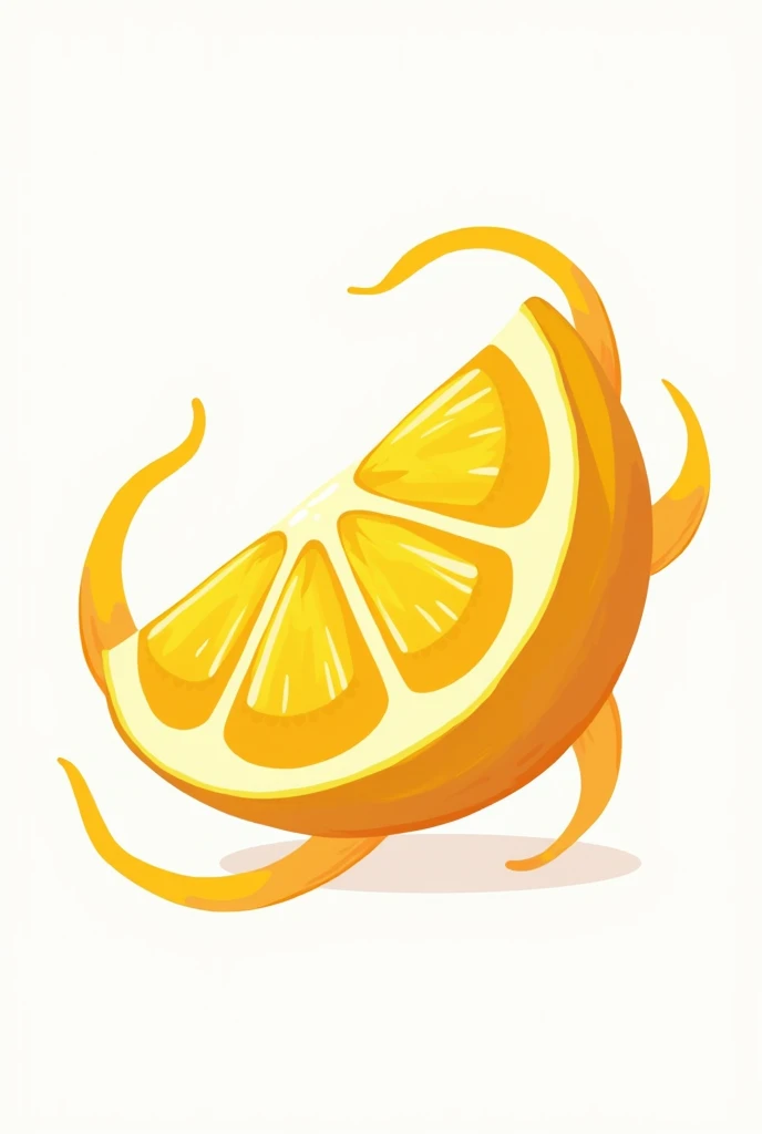 Animated cut lemon with orange lines around it png, no background, 2d