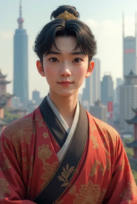 chinese young man,  realistic image, full face, шанхай, traditional clothes