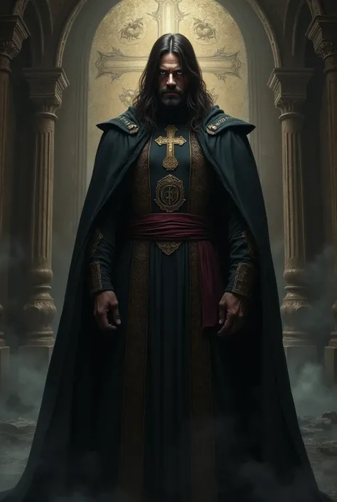 Tall, with a strong build. He usually wears a traditional priestly robe, complemented by a dark cloak symbolizing his work. Holy Father Joseph/ Grand Inquisitor. "The Fire Chamber." Dark brown hair with long bangs falling over her eyes, creamy skin, cherry...