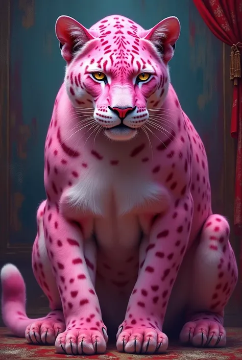 Royal panther painted in pink