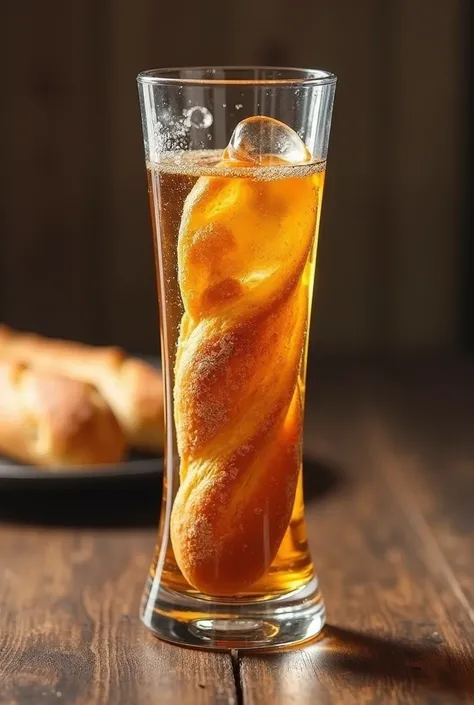 Generate me a glass baguette ,  I want a real baguette but made of glass instead of bread and put liquid inside