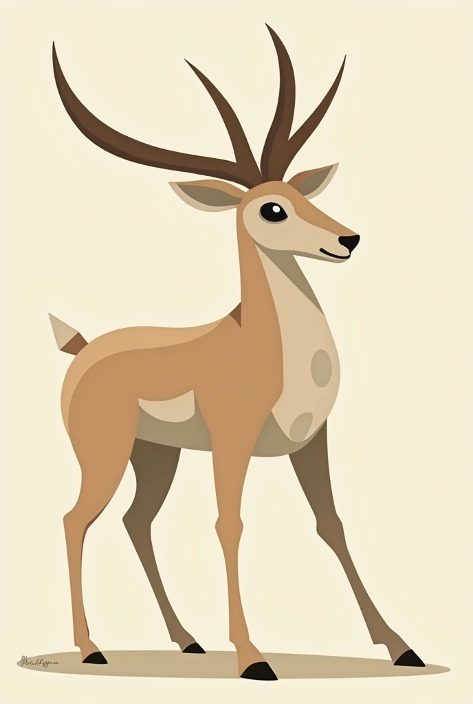 Antelope, simple, with geometric shapes, for ren, drow, cartoon, very simple, little detail 