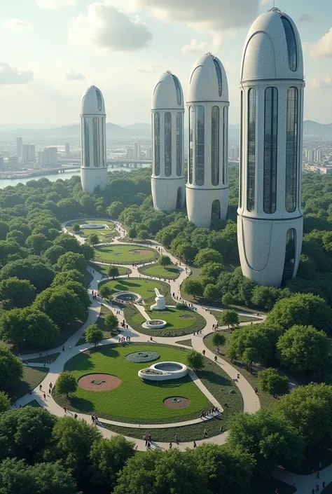  I will design a futuristic city located in Denmark ,  composed of four giant capsules arranged around a central park .  This design proposes a sustainable urban model ,  treatment ,  will be created considering the following characteristics :

 General St...