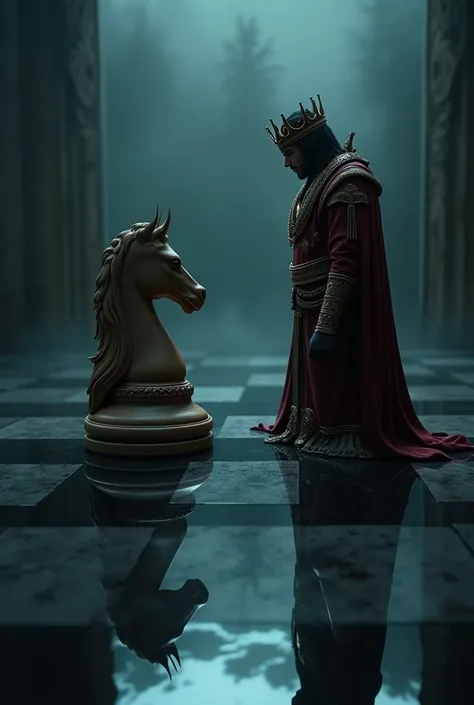 In chess 
Let the Shah and the pawn look at each other in the mirror and let it get a little dark around