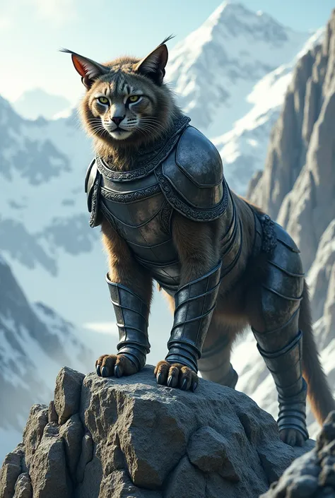 Armored cat on the mountain