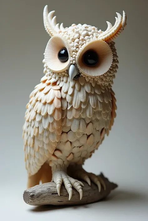 An owl made from seashells