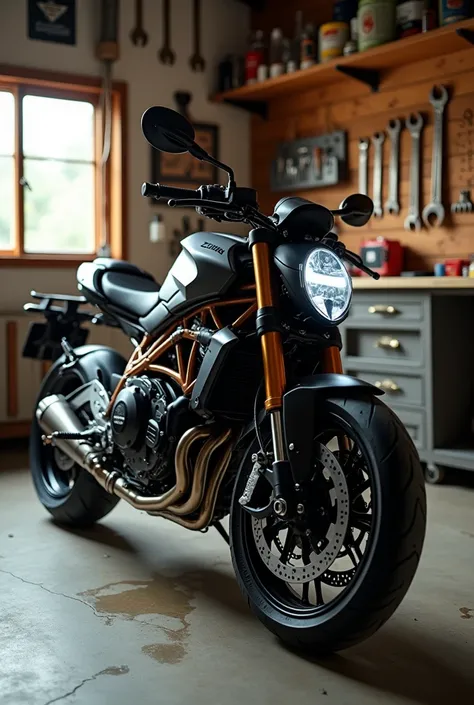 Motorcycle in the garage at home