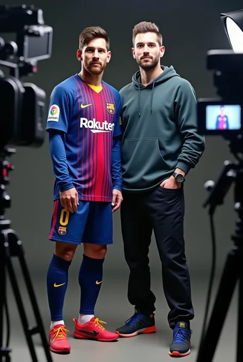 Show me Lionel Messi with Jimmy(mr beast ) Recording a video