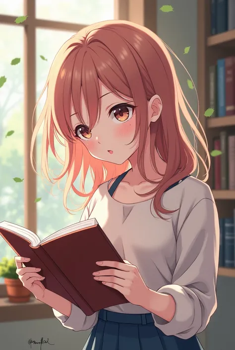 anime girl reading