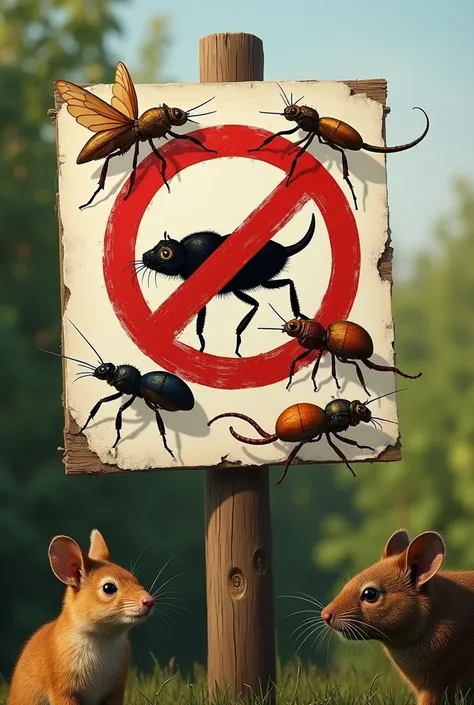 Image of pests in agriculture with a forbidden sign