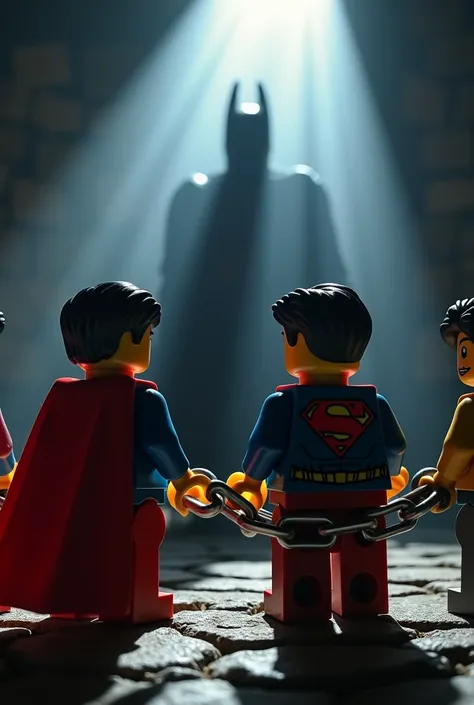  Superman and Batman in lego art , Third scene :  The spark of resistance 

(En la oscuridad de la noThat, Sebastian,  chained together with other peasants ,  starts to speak with a firm voice .)

Narration:
" A single man can be knocked down ,  but when t...