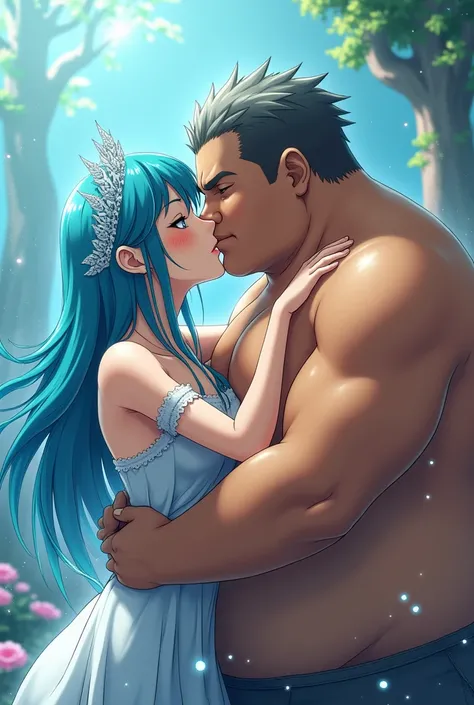 Aqua for konosuba, kissing a ulgy fat male, is brown