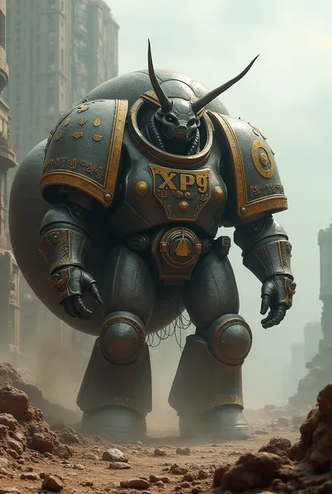 Adeptus Astartes snail with shell Warhammer 40000 with the text on the armor "XP9"