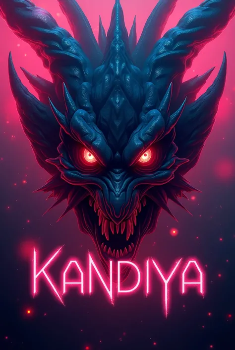 Kandiya  name and monster face  channel logo  full hd neon 
