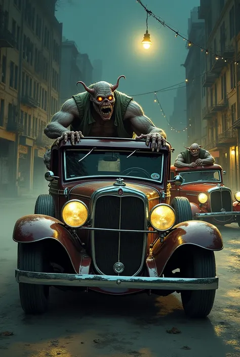 Monster men in classic cars 