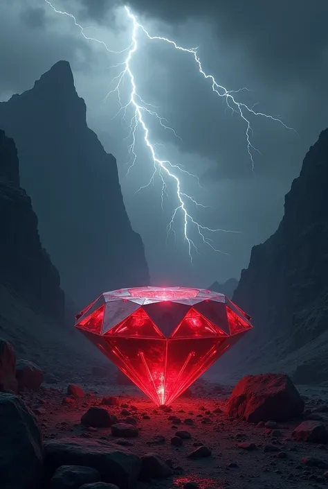 Flashed Landscape with Lightning and a Red Diamond
