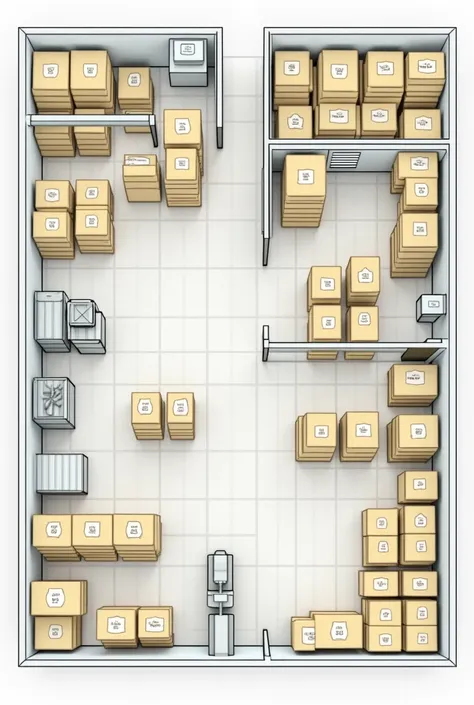 Design a lay out of a dairy company ,  where each area is labeled using the following information:  Storage Measures :
 • Hygiene :  Strict hygiene is maintained in all areas of the warehouse ,  applying regular cleaning and disinfection plans .
 • Store :...