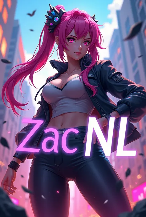 Make a profile picture , written on the front,Zac NL WOLD anime eslogan de marketing com o nome ,ZAC NL GAME PLAY.
