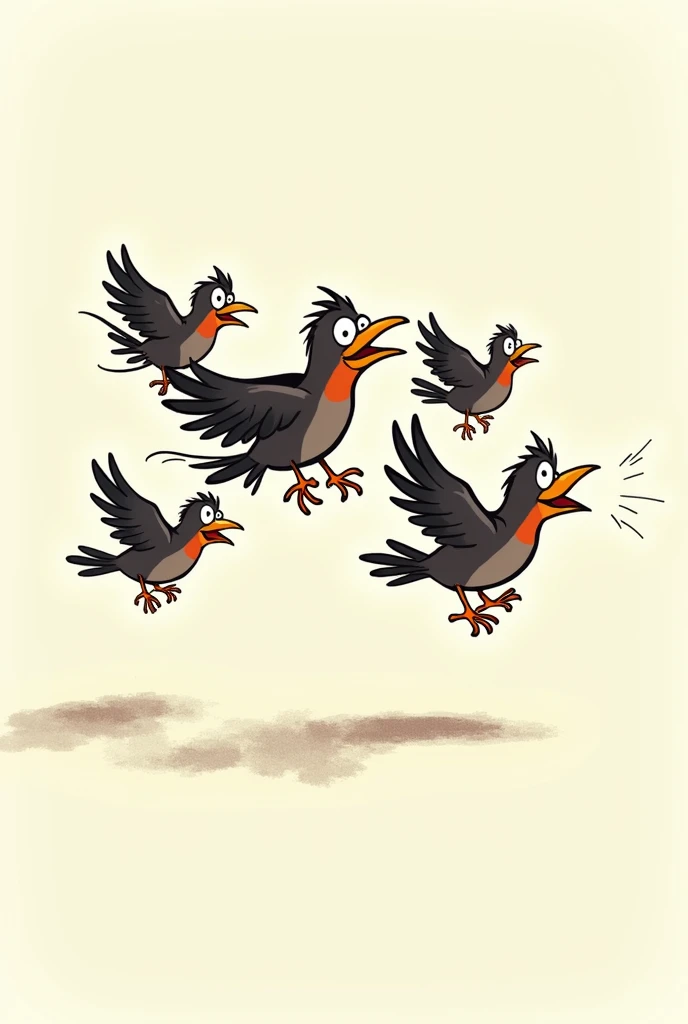 scared birds flying out cartoon profile