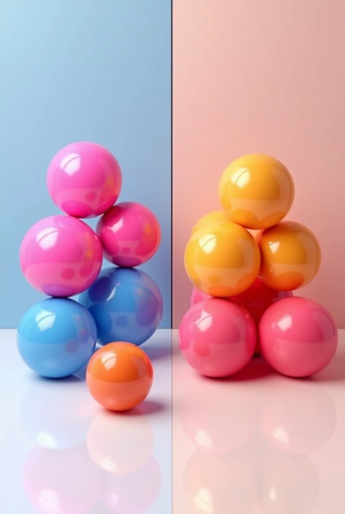 Two groups of balls with a striking color
• A group with 3 balls.
 • Another group with 7 balls.
