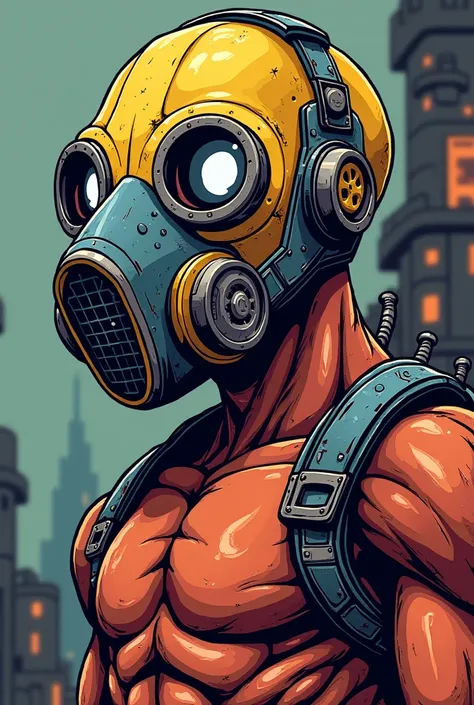 a cartoon character with a gas mask, Borderlands Art Style , profile picture