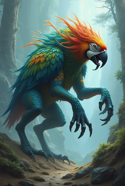 Hybrid parrot, and a wolf mixed with a octopus