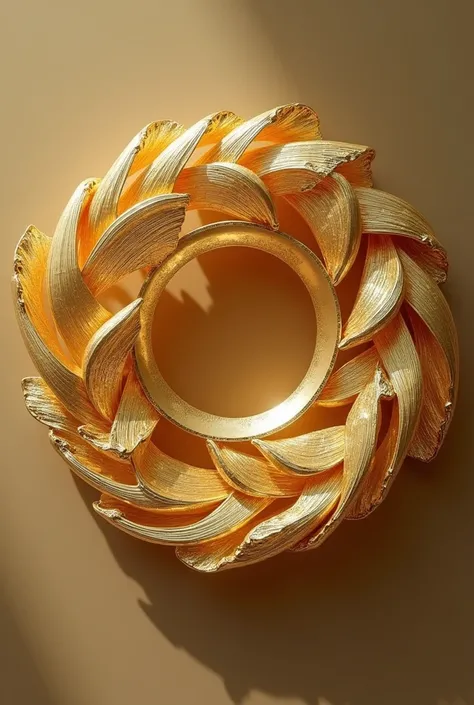  very rich circular gold jewelry brooch, inspired by animals with wings  