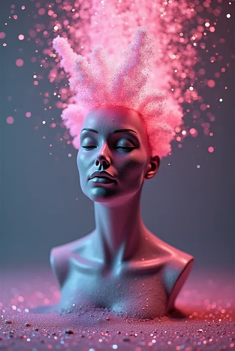 mannequin head mindblows with pink shiny  glitter 