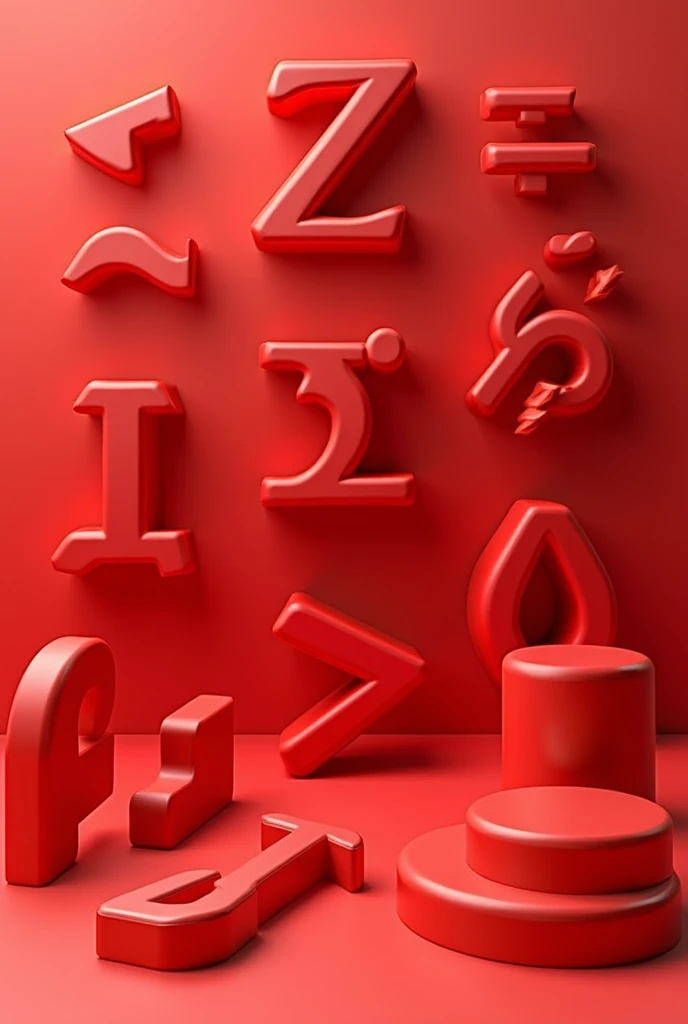 A model of mathematical letters with a red color 