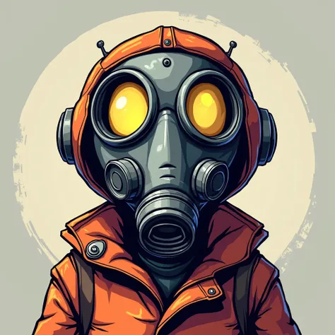 a cartoon character with a gas mask, Borderlands Art Style , 2D, head