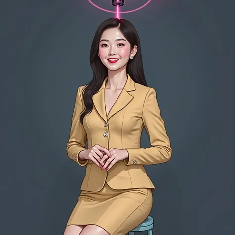 (Actual picture 1 .5), (( best quality )), ((masterpiece)), ( Detailed ) 1 woman(Ladies suit ,,22 years old,  Korean girl,무릅skirt, shoes( high heels) ,Attention, Immovable posture ,skirt,  Operating Room in the Democratic Peoples Democratic Republic of Kor...