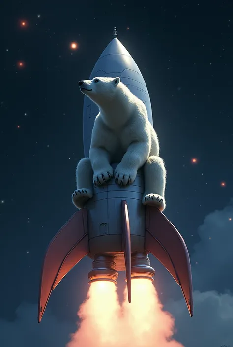 Polar bear on a rocket