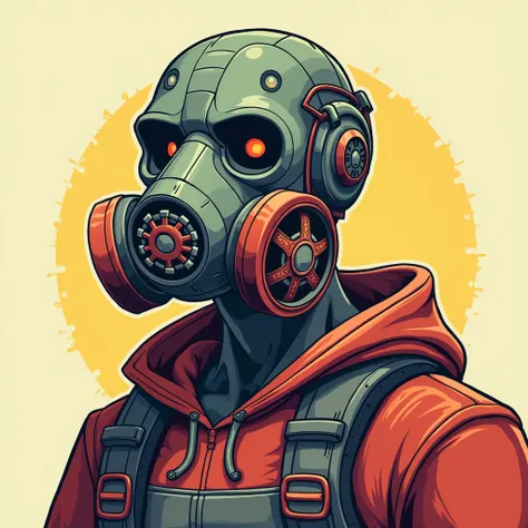 a cartoon character with a gas mask, Borderlands Art Style , 2D, head