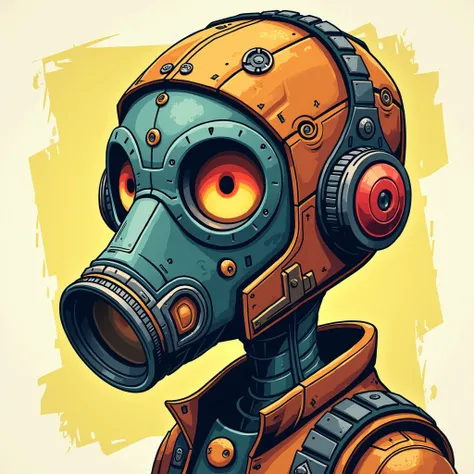 a cartoon character with a gas mask, Borderlands Art Style , 2D, head