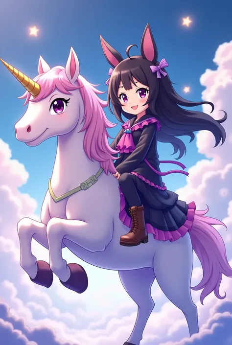 Kuromi riding a unicorn

