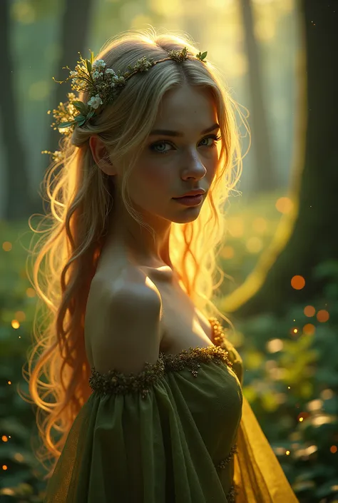 a fae dancing around magic fire, ethereal forest, glowing fireflies, mystical atmosphere, (best quality,4k,8k,highres,masterpiece:1.2),ultra-detailed,(realistic,photorealistic,photo-realistic:1.37),fantasy,magical realism,dramatic lighting,warm color tones...