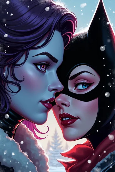 Face-only Ravena and Catwoman DC Christmas theme image