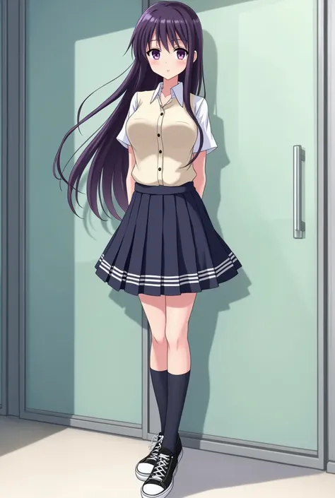 Saki is an extremely beautiful pale-skinned anime girl of slim build and is 149 centimeters tall with smooth and shiny chest-length dark-purple hair that is neatly parted to the right side, dark-purple eyes and notable large breasts.
She is typically seen ...