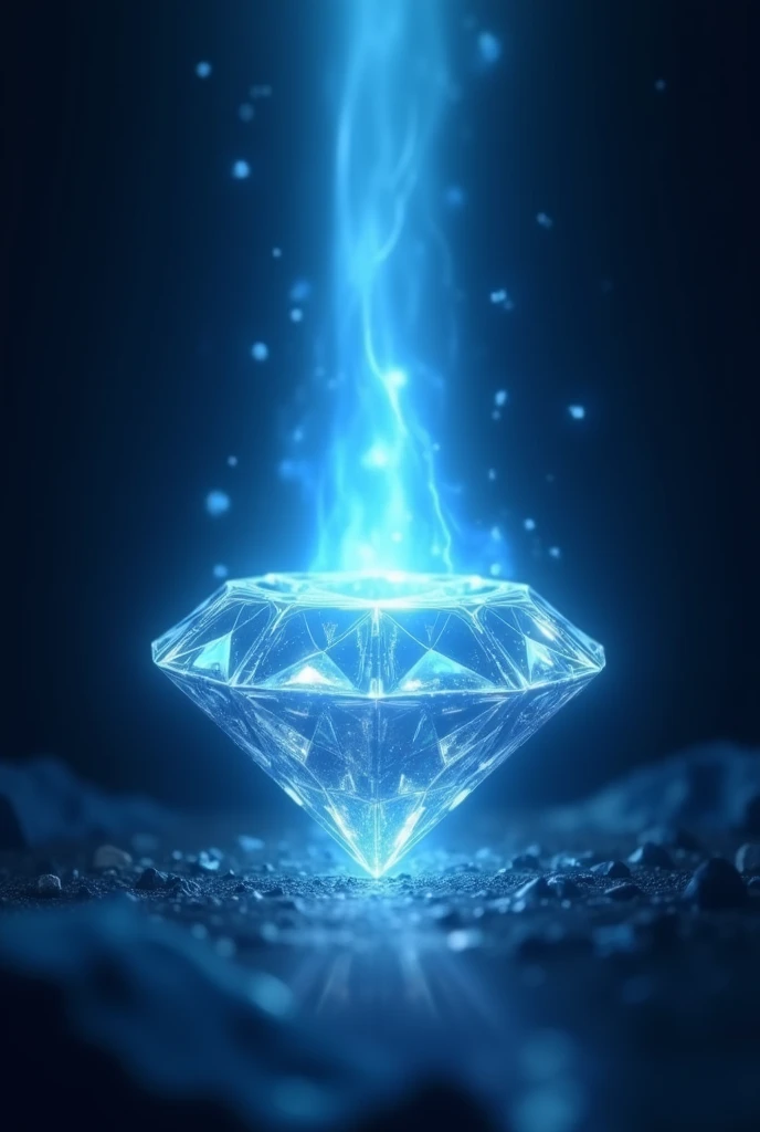 Dark background  , powerful blue ray and beautiful diamond showed its power