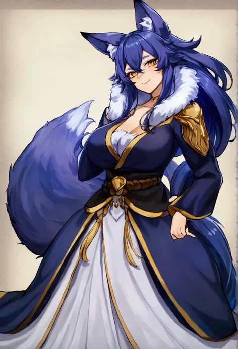 fox Light blue hair 　beast girl　indigo fur　fox beast girl