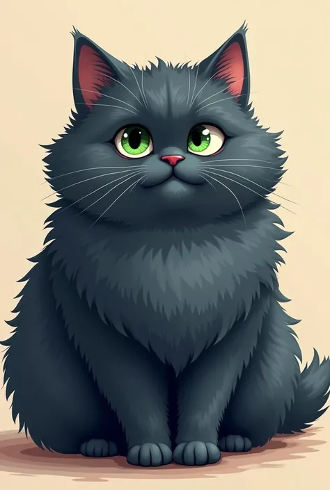 I want an avatar of a big fat Persian Maine cat with cute dark blue fur and green eyes