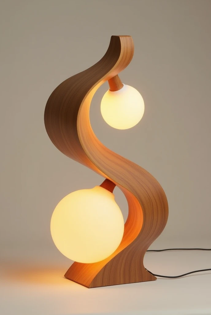 Curved wood modular lamp