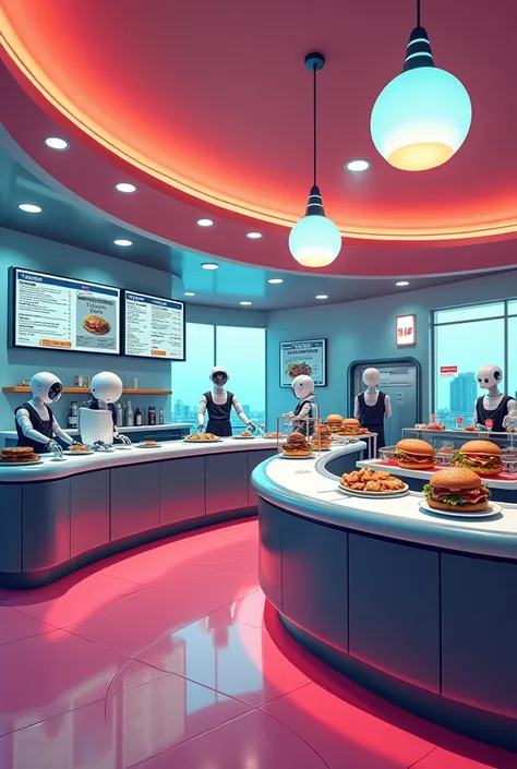 Create an image for fast food slides with a return to the future theme, minimalist
